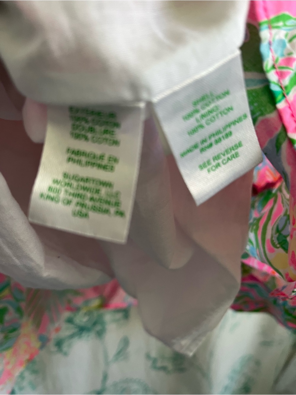 Lilly Pulitzer Pink Green Floral V-Neck Tiered Mini Dress - Picture 12 of 15